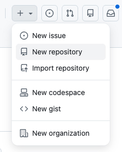 GitHub new repo menu option