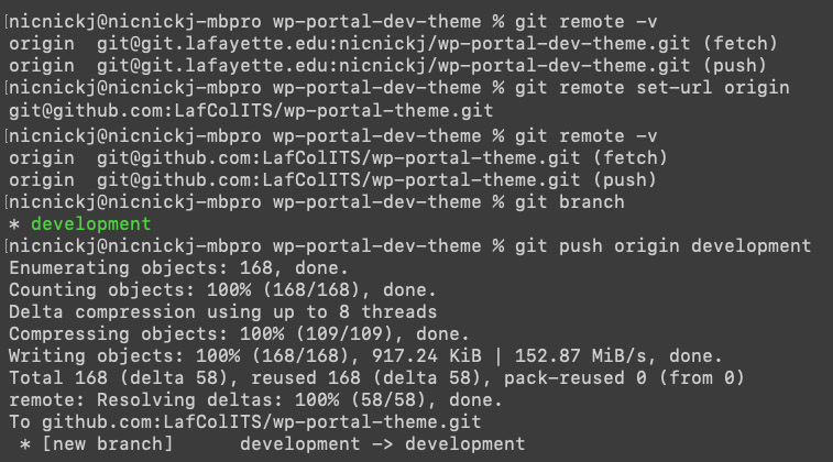 Sample of updating remotes with the command line
